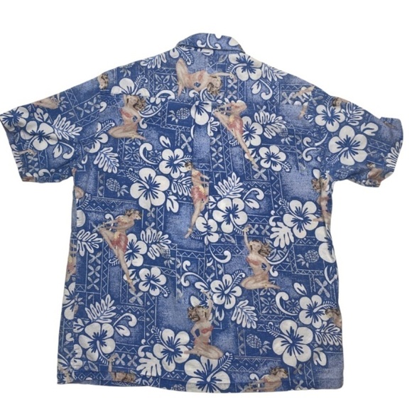 Roundy Bay Vintage Hula Girl Hawaiian Shirt Short Sleeve Button Up Sz L EUC - Picture 2 of 8